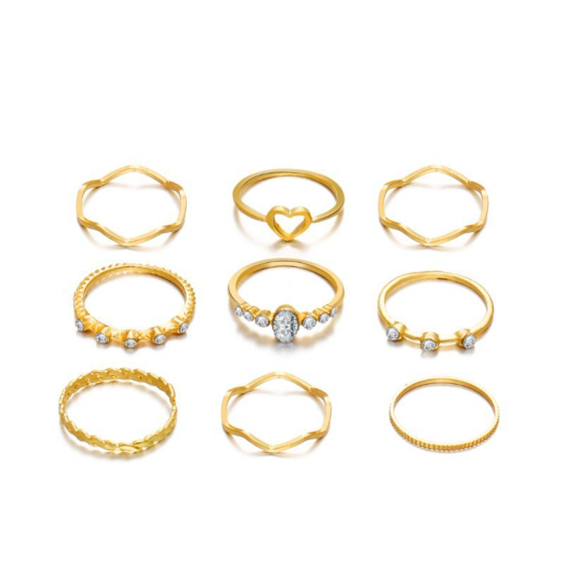 9 pcs Gold Plated Couple Ring