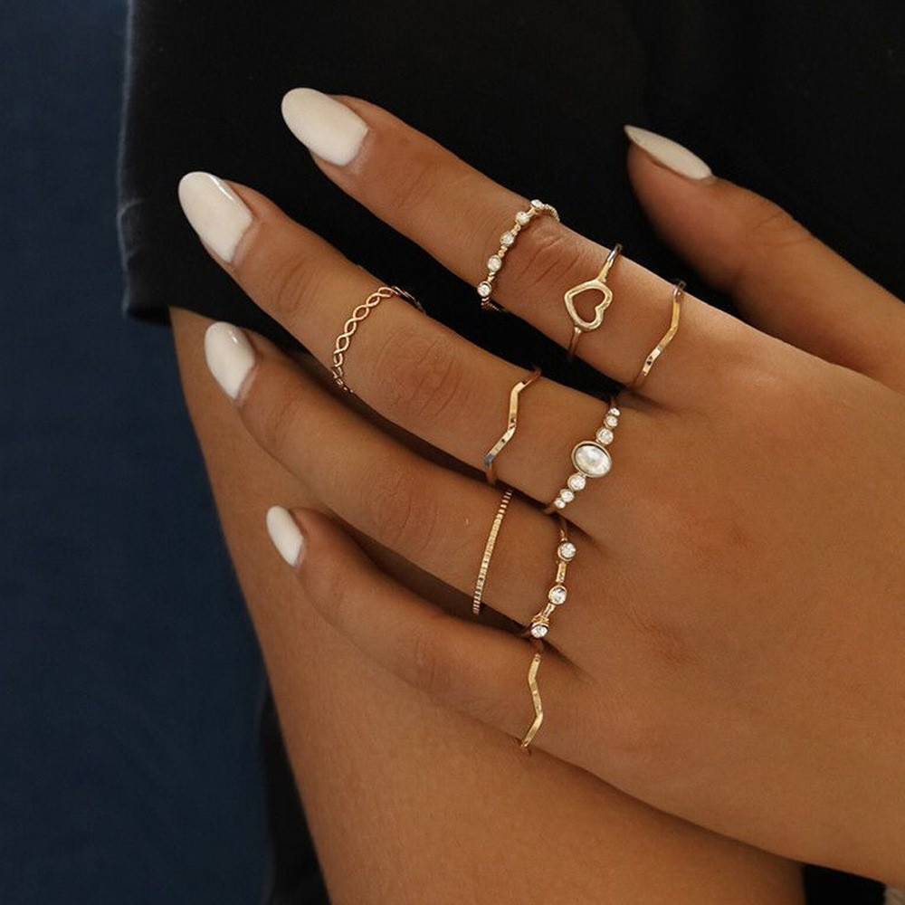 9 pcs Gold Plated Couple Ring