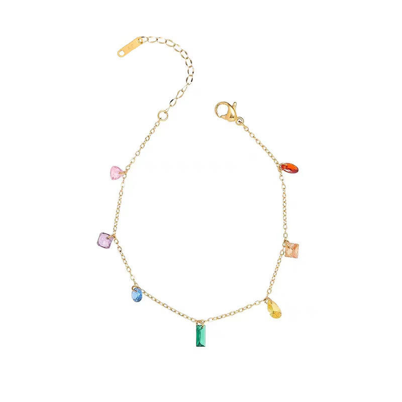 Colorful Crystal Gold Anklet