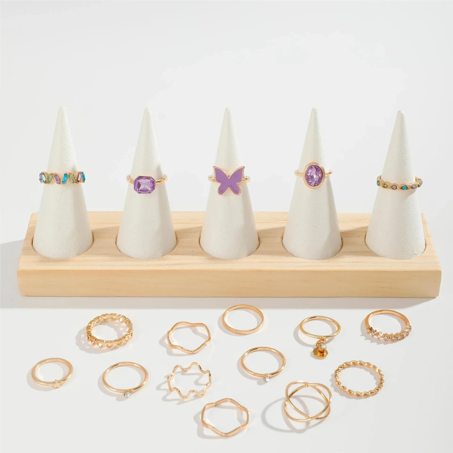 17PCS Colorful Butterfly Ring Set