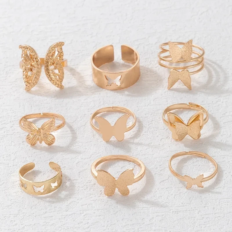 9-Golden Butterfly Ring Set