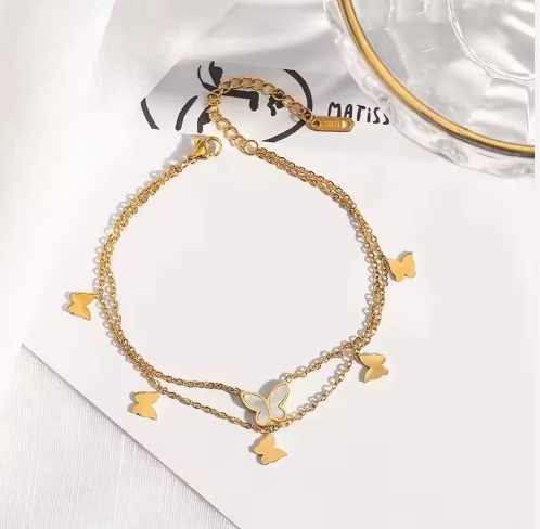Double Chain Butterfly Anklet