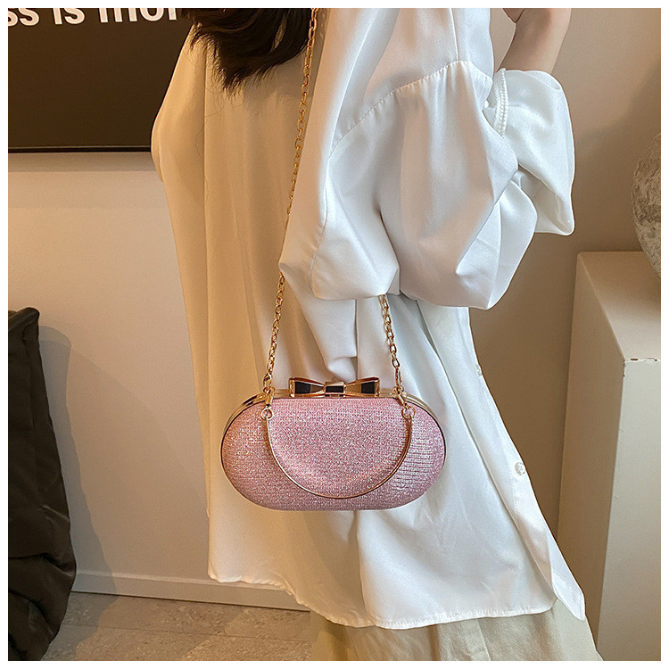 Sparkling Pink Clutch with Chain Strap