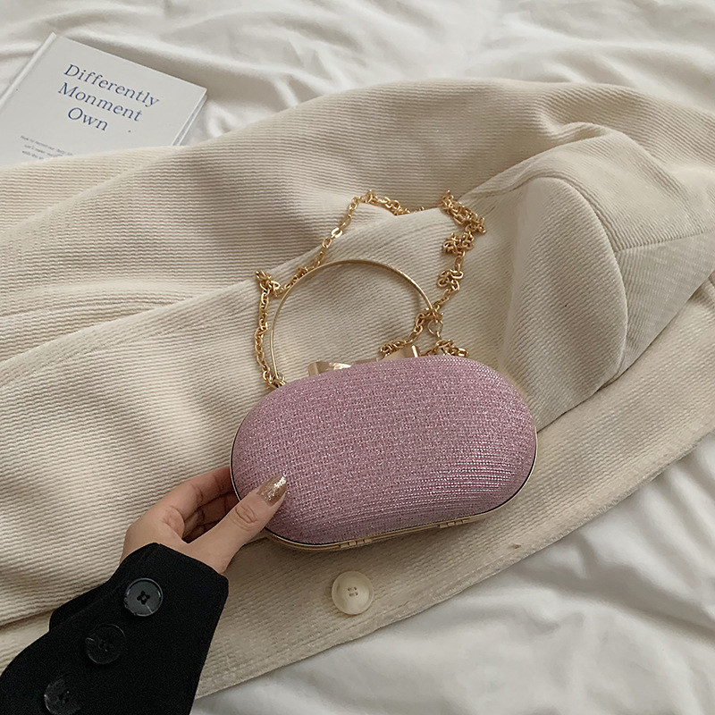 Sparkling Pink Clutch with Chain Strap