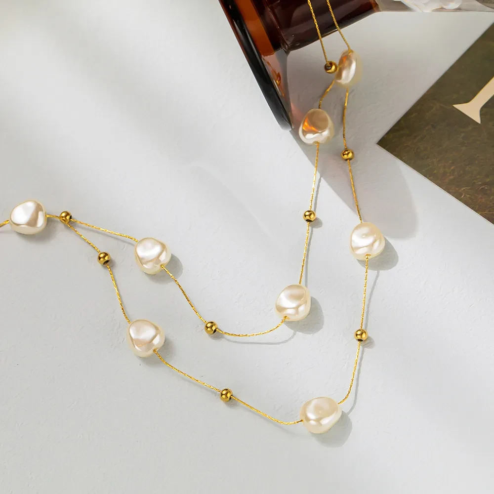 Retro French Double-Layer Pearl Necklace