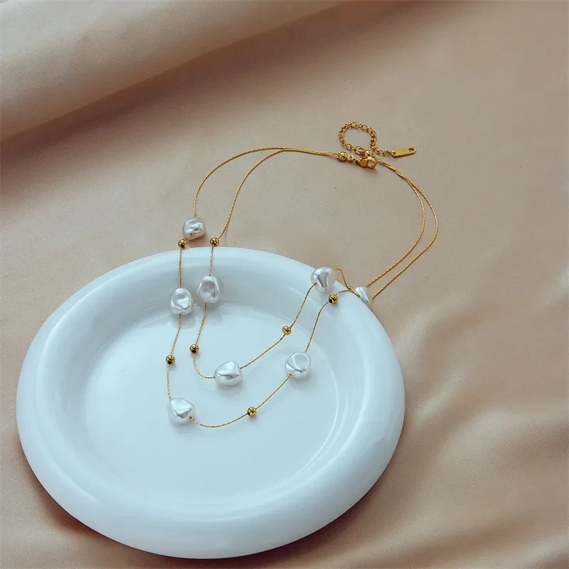 Retro French Double-Layer Pearl Necklace