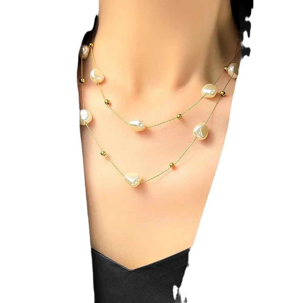 Retro French Double-Layer Pearl Necklace