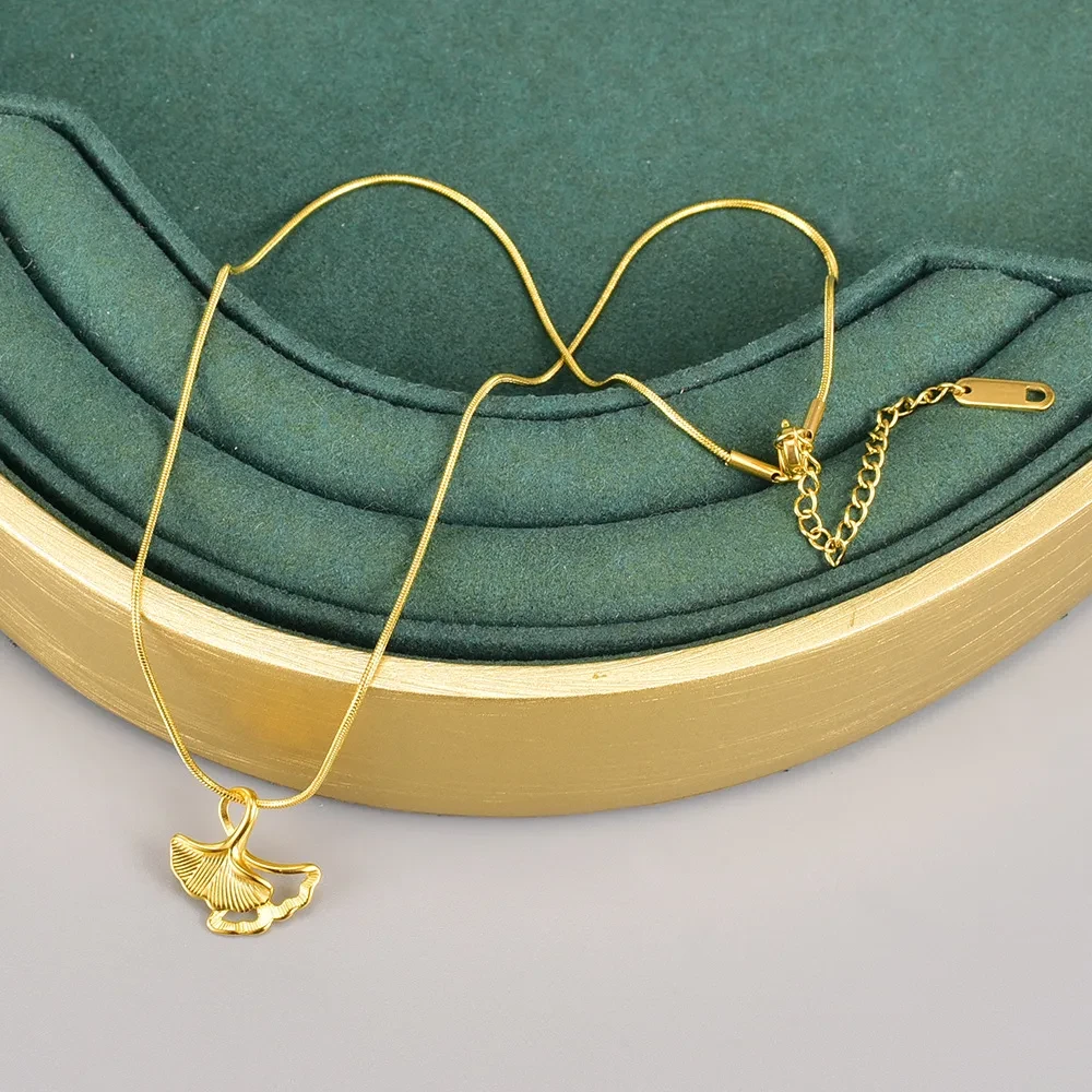 Stainless Steel Leaf Pendant Necklace