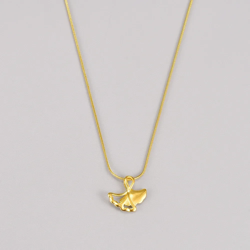 Stainless Steel Leaf Pendant Necklace