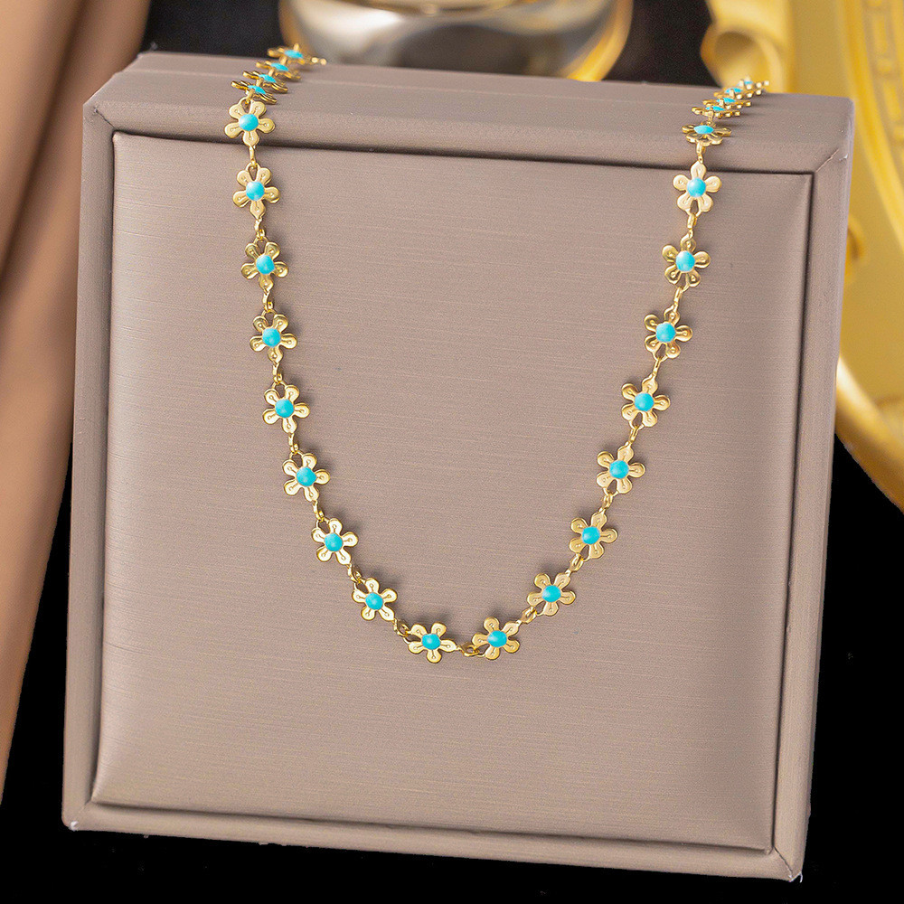 Turquoise Flower Gold Necklace
