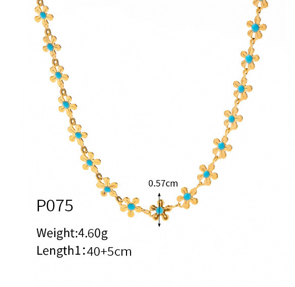 Turquoise Flower Gold Necklace