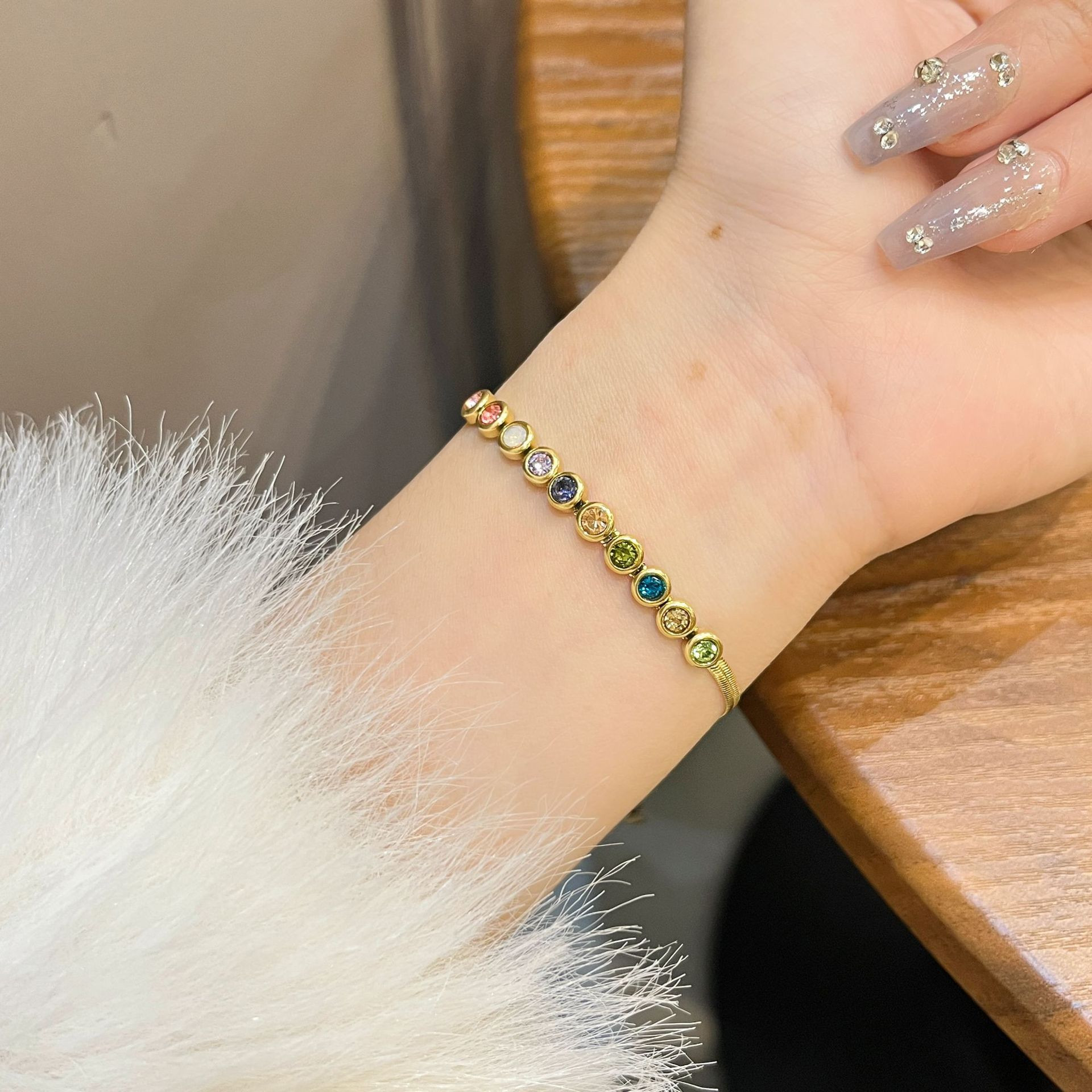 Vibrant Gold Multi-Gemstone Bead Bracelet