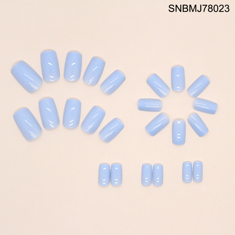 Serene Sky Blue Glossy Press-On Nails