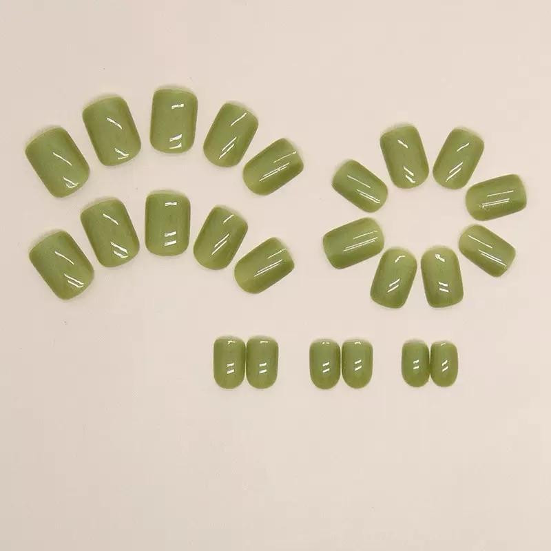 Olive Bliss Glossy Short Press-On Nails