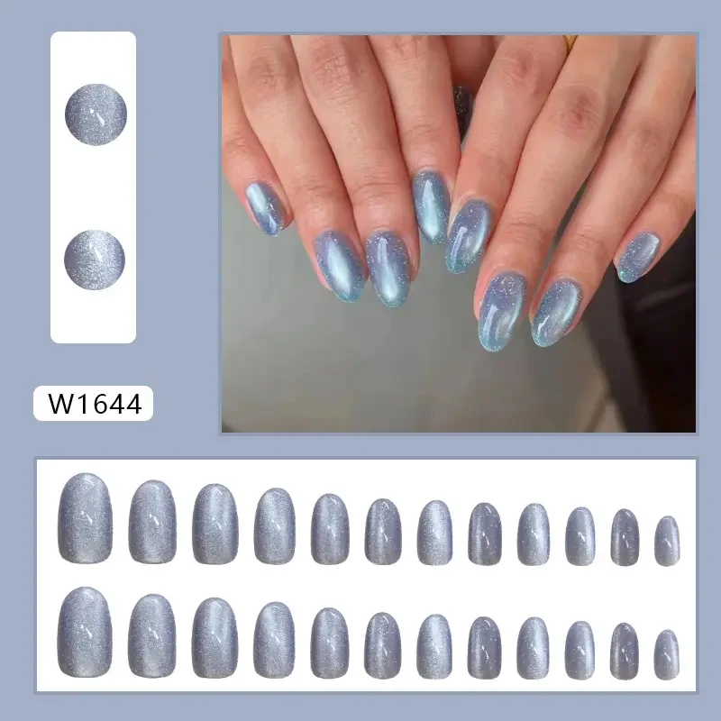 Glitter Blue Nail Tips Set