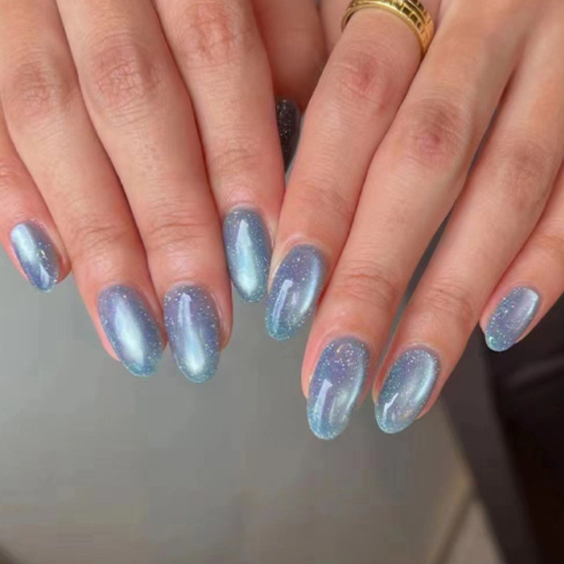 Glitter Blue Nail Tips Set