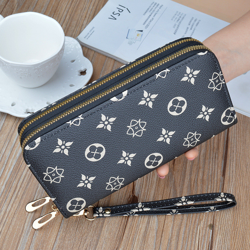 LuxePrint Double-Zipper Purse