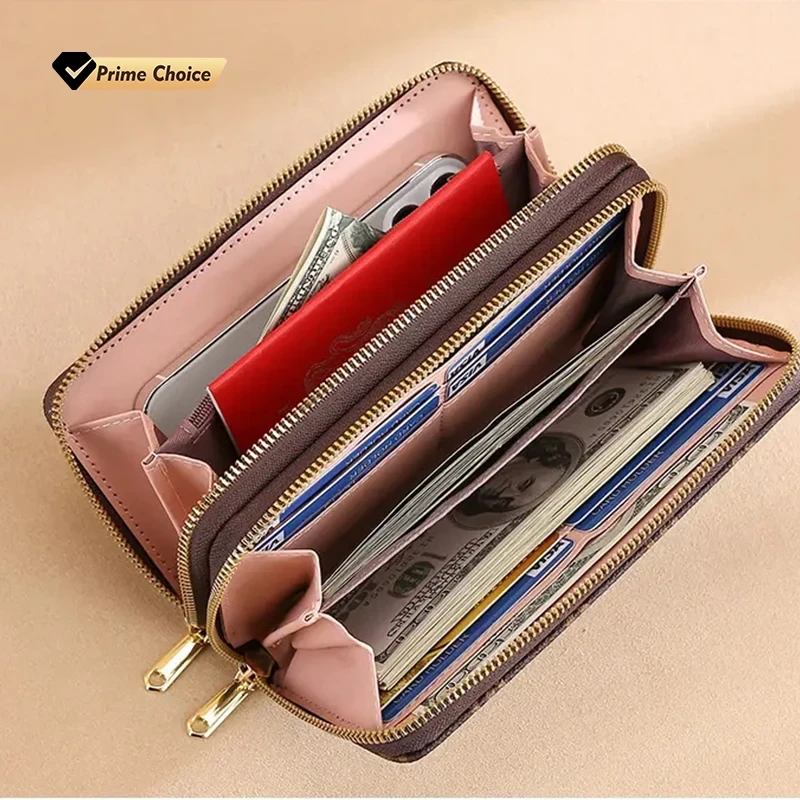 LuxePrint Double-Zipper Purse